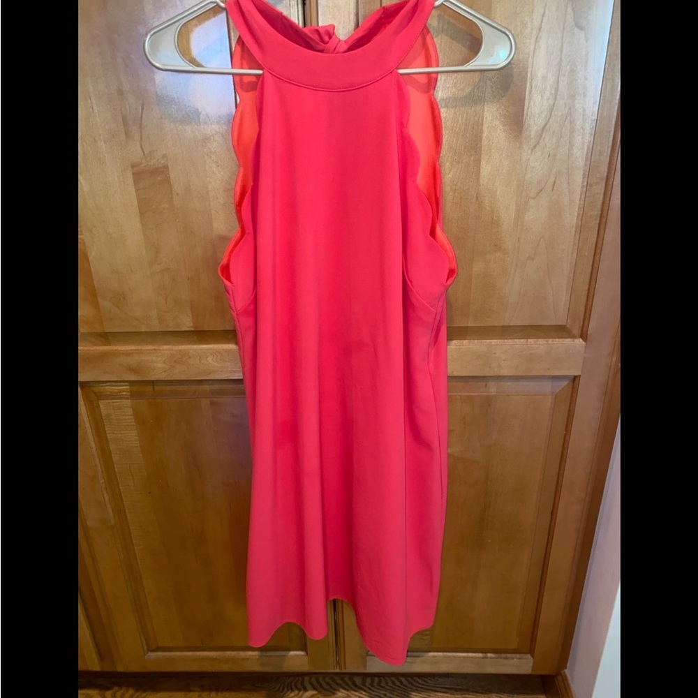 HYFVE Red Dress with Scallop Side Detail & Tie Back. Women's Medium